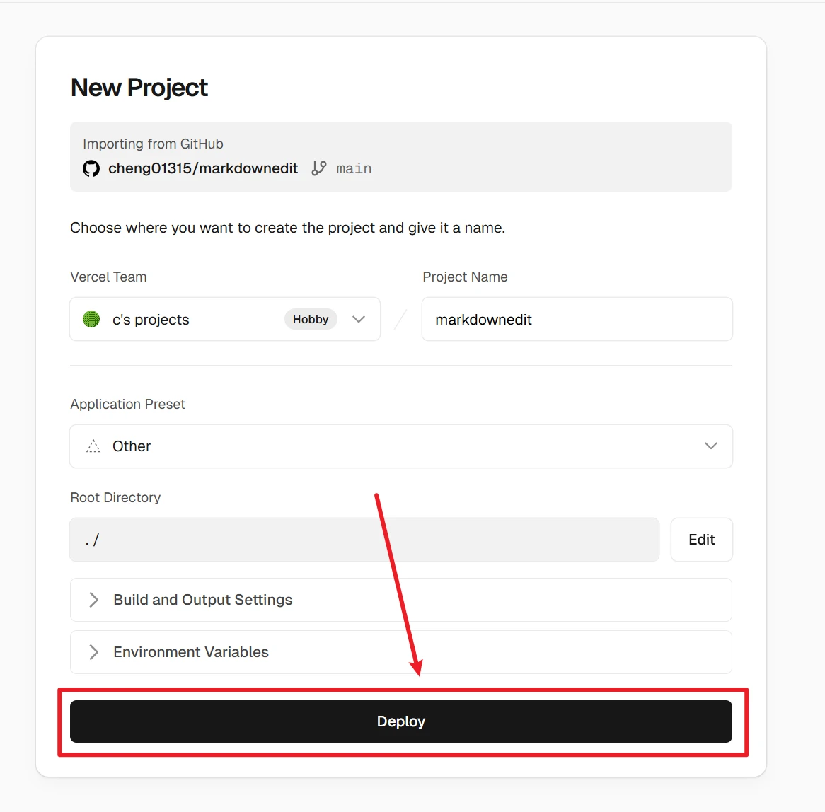 点击Deploy部署项目