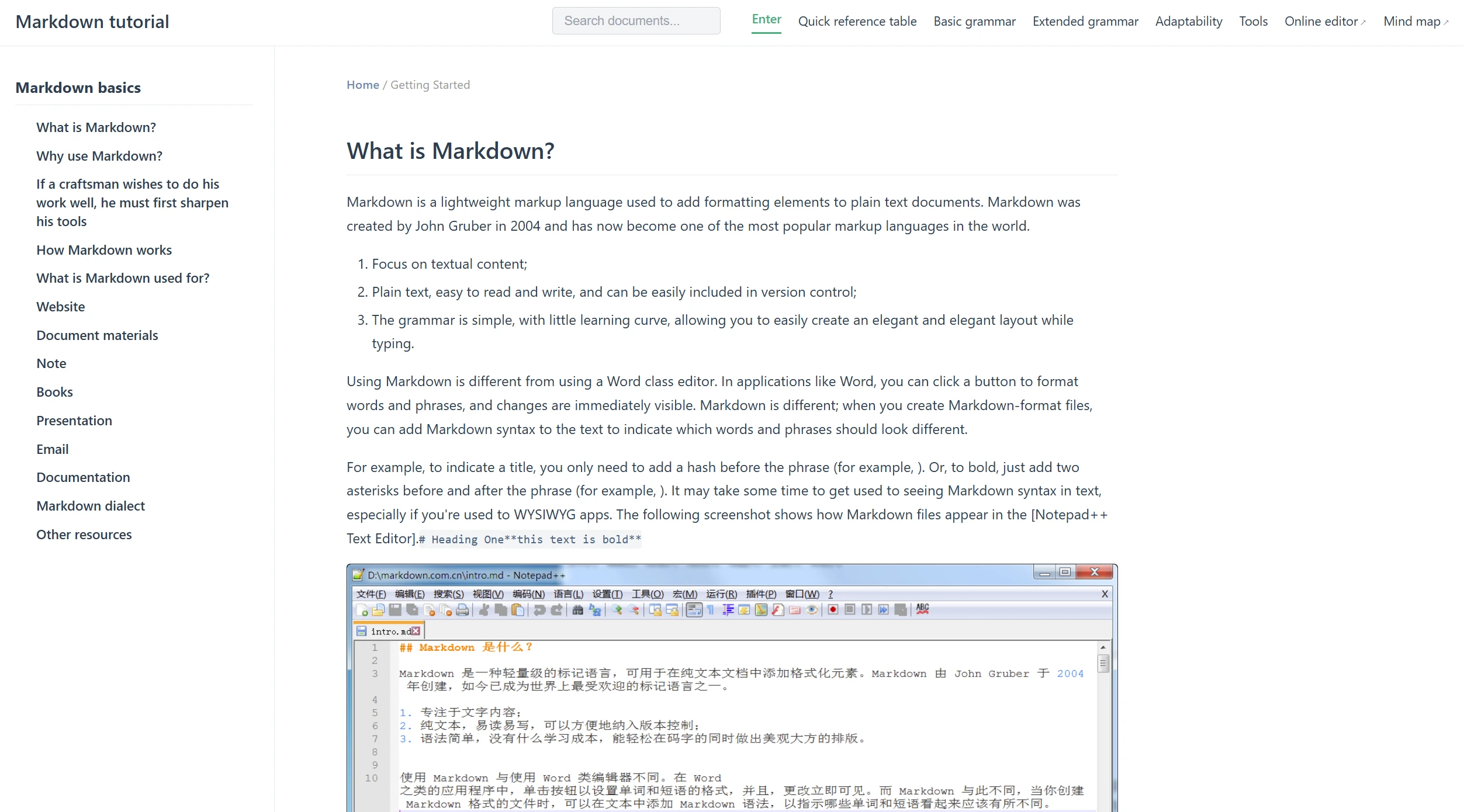 Markdown Tutorials Website