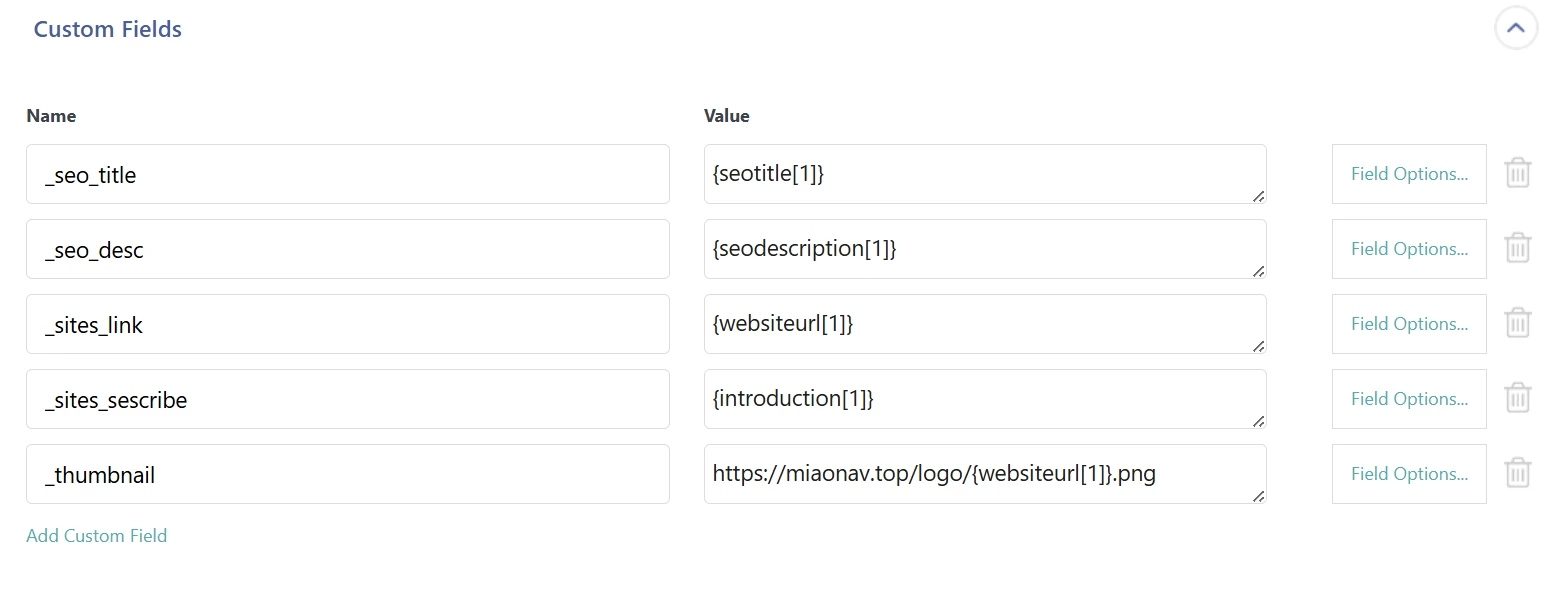 Custom Fields Configuration