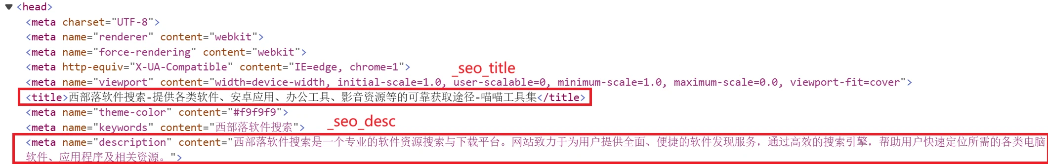 The value of "Name" corresponds to position 2 on the website's front end.