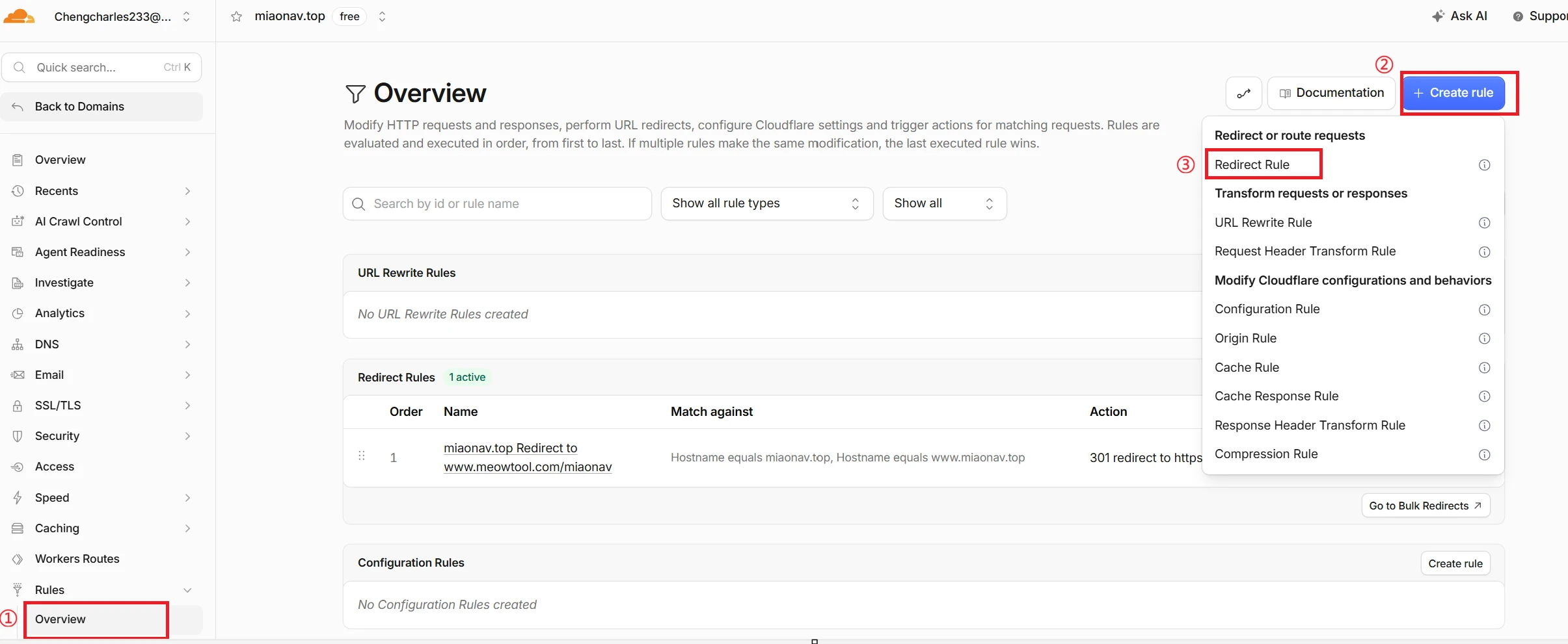Create a 301 Redirect Rule