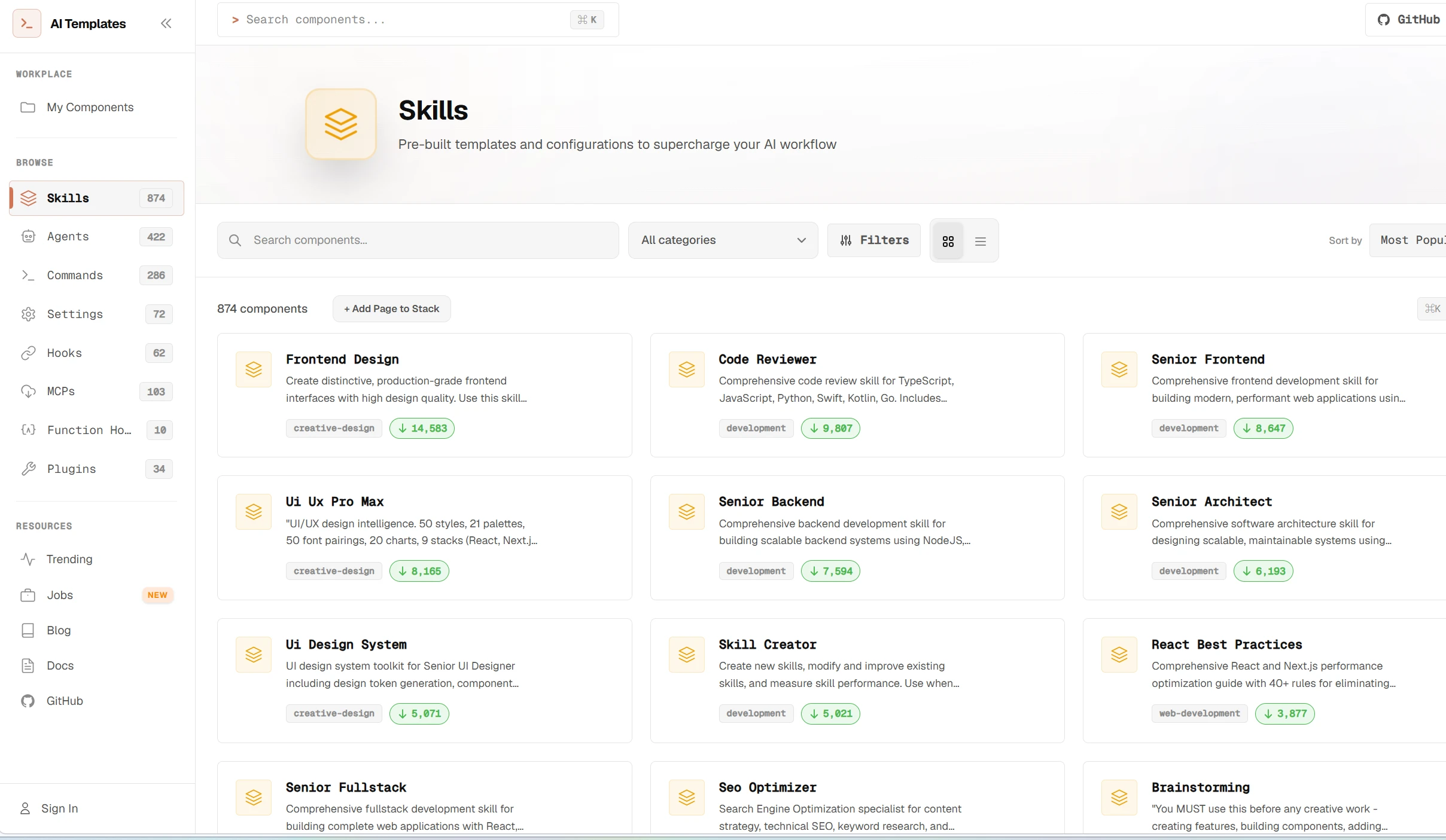 Agent Skills Marketplace: AI Templates Skills