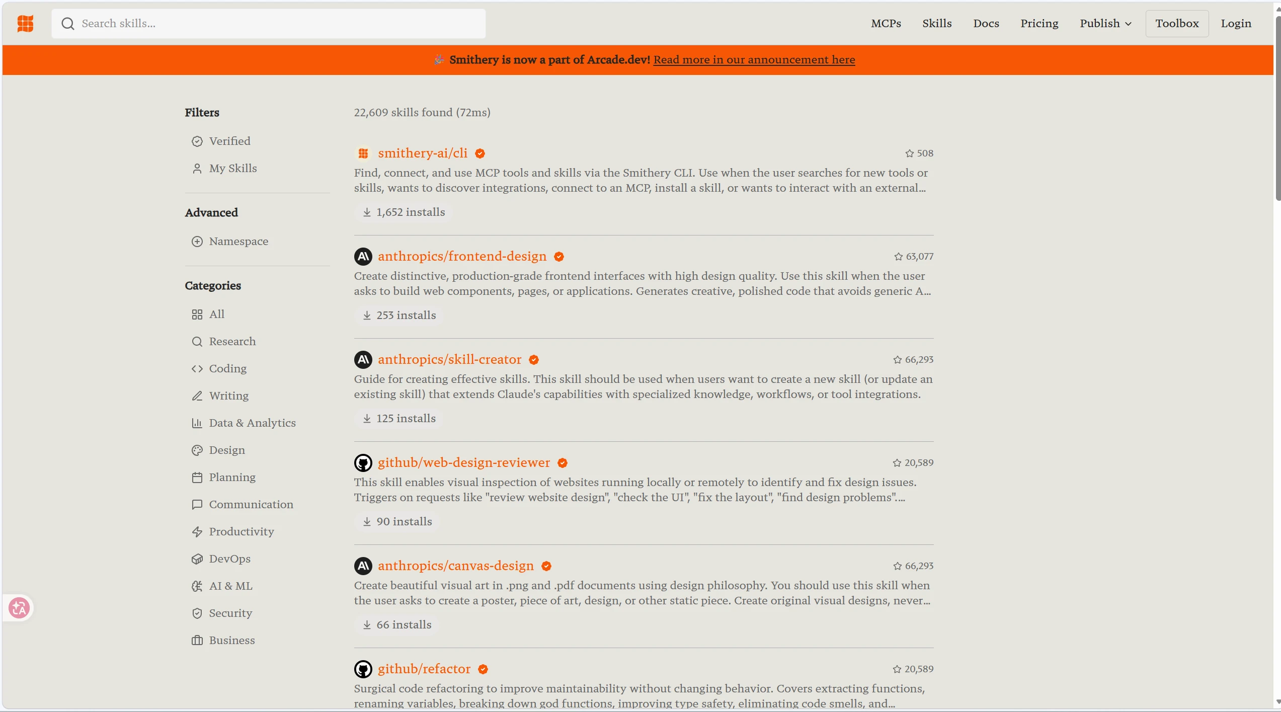 Agent Skills Marketplace: Smithery Skills
