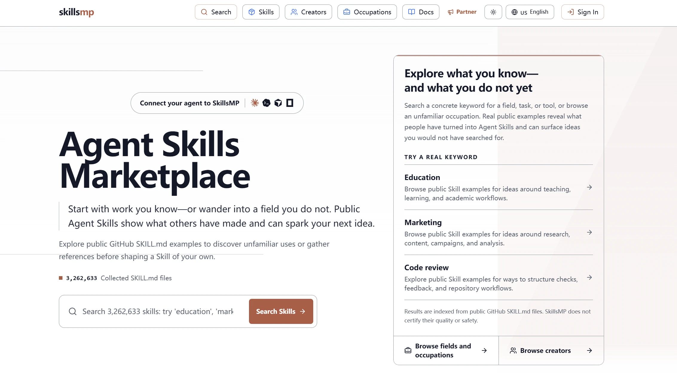 Agent Skills Marketplace: SkillsMP