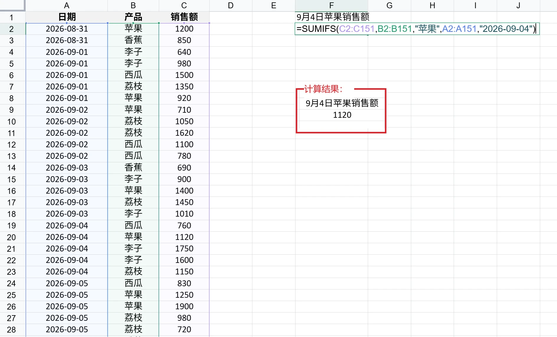 SUMIFS 函数